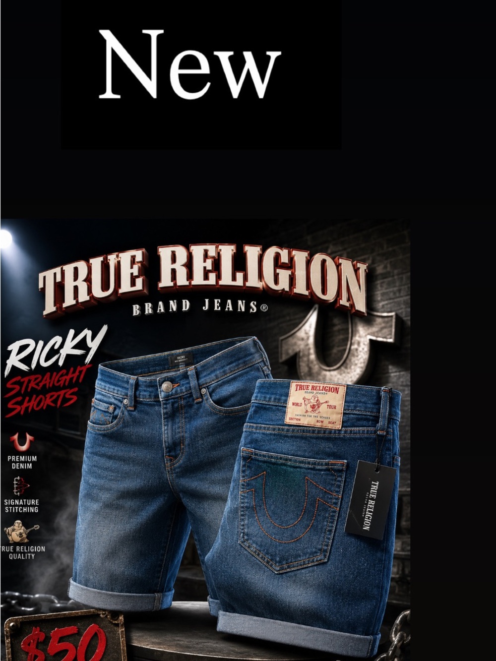 True Religion Ricky Straight Men’s Denim Shorts - Blue